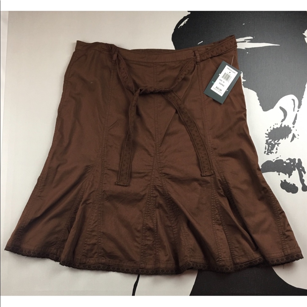 French Cuff Womens Brown A-Line, Flare Skirt